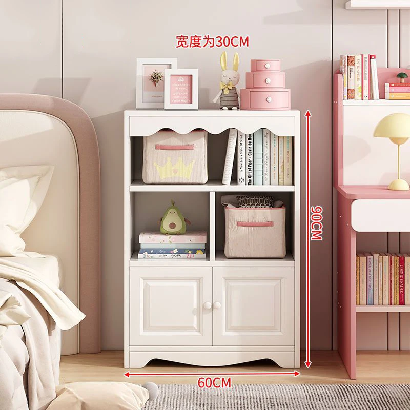 French style modern Pink baby kids toy organizer and wood bookshelf children book storage shelf bookcase