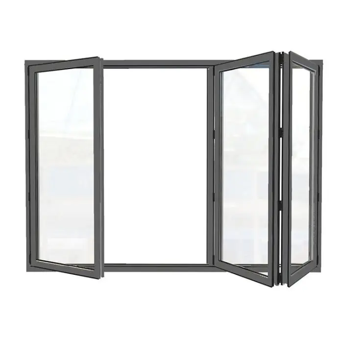 
Modern House One-Stop Solution Waterproof Soundproof Aluminum Vertical Folding Doors Windows 