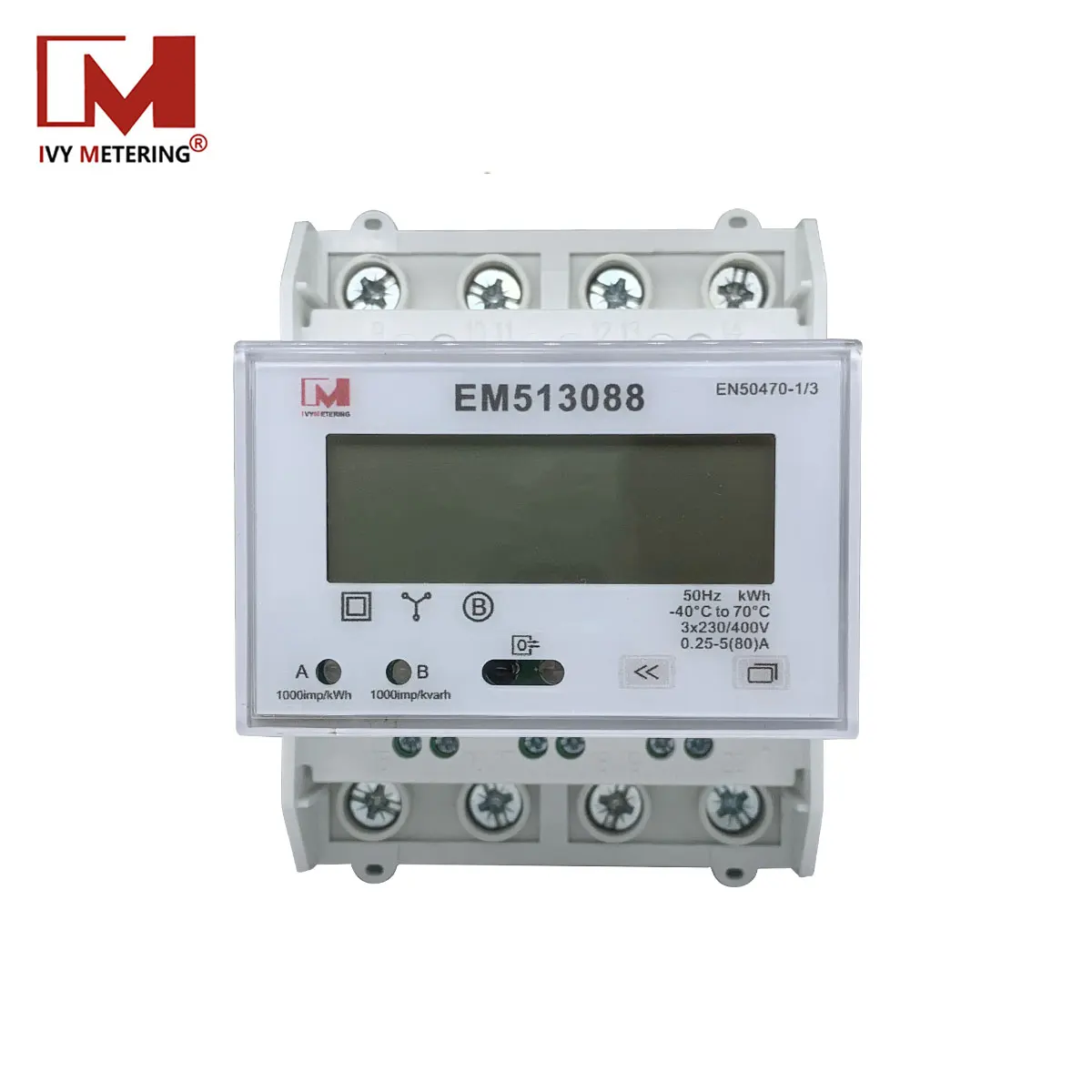 Three Phase Din Rail DN Mounted M-bus Energy Meter with Wireless M-bus
