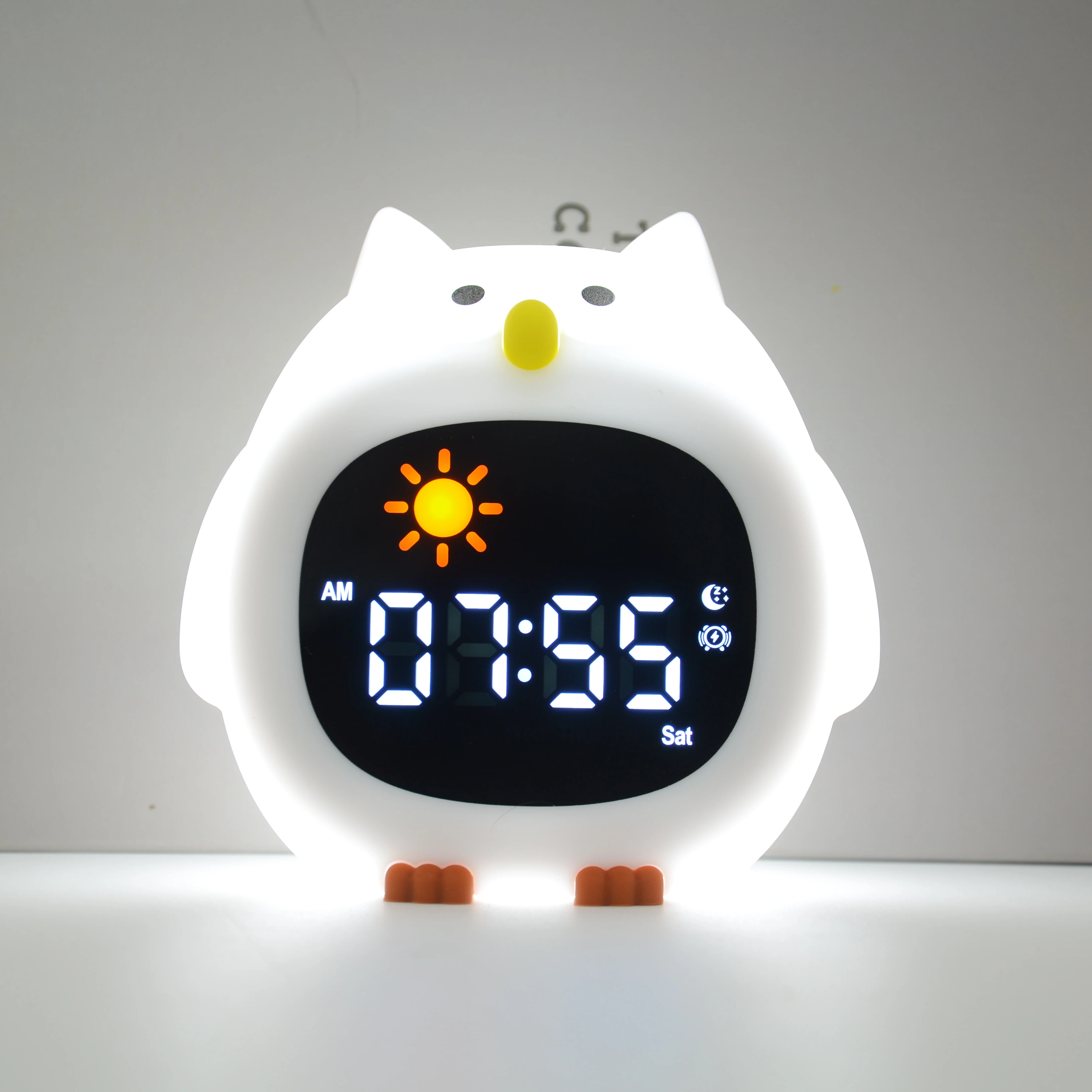 New Hot Sale New Owl Alarm Clock Night Lights Sleep Trainer  for KIDS INDOOR BEDROOM CHANGEABLE COLOR With White Noise