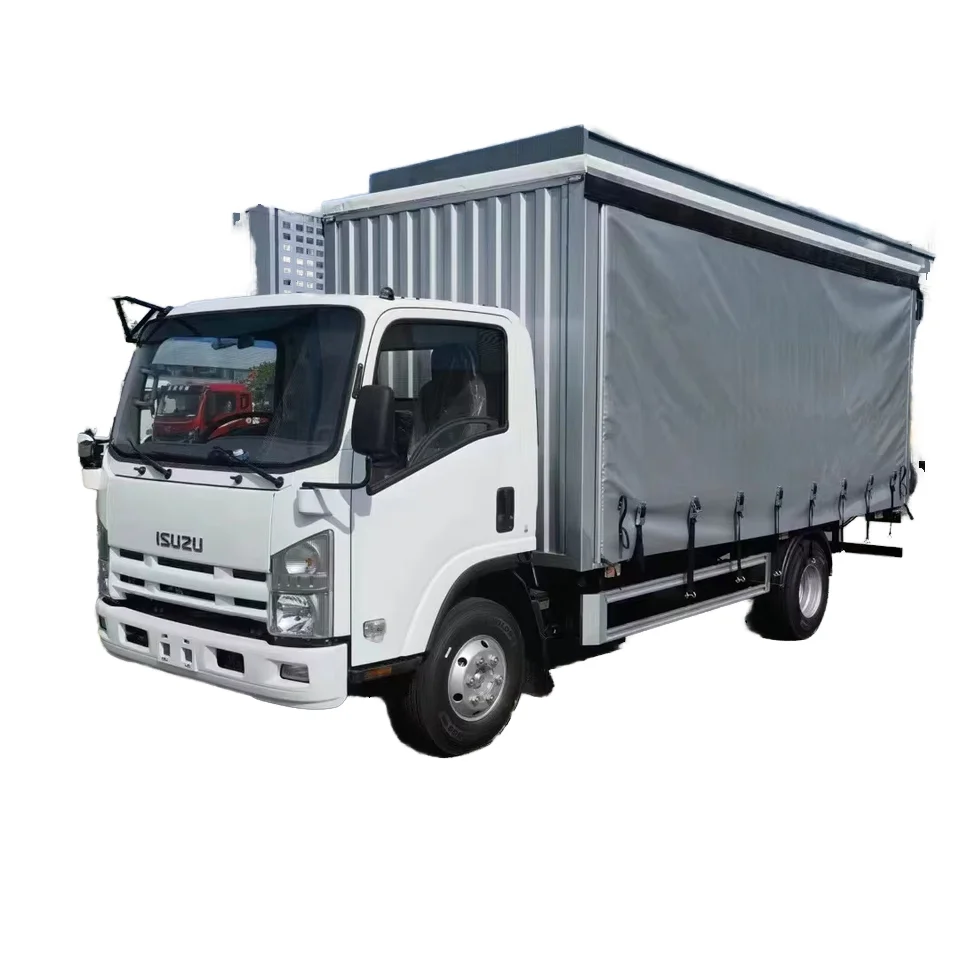 New Isuzu Container Cargo Transport Vehicle Hot Side Curtain Box Truck Tarpaulin Manual Transmission Diesel Fuel Euro 5 Emission