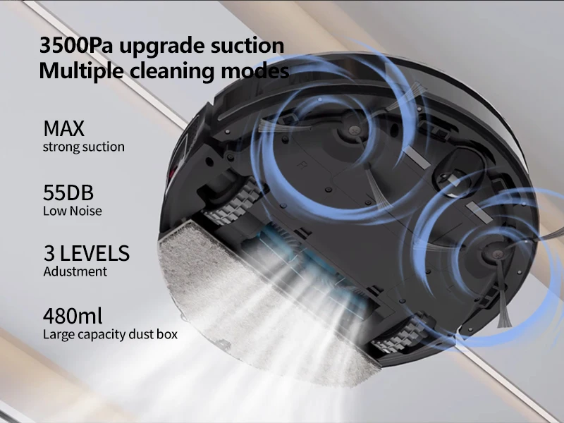 Commerical & Home 3500PA Carpet Floor Self Cleaning Tuya APP Automatic Charging USB Robot Vacuum Cleaner