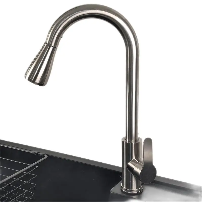 SAKEMI 360 Degree Rotation Stainless Steel Pull Out Kitchen Faucet Hot and Cold Water Mixer Tap Kitchen Sink Faucet
