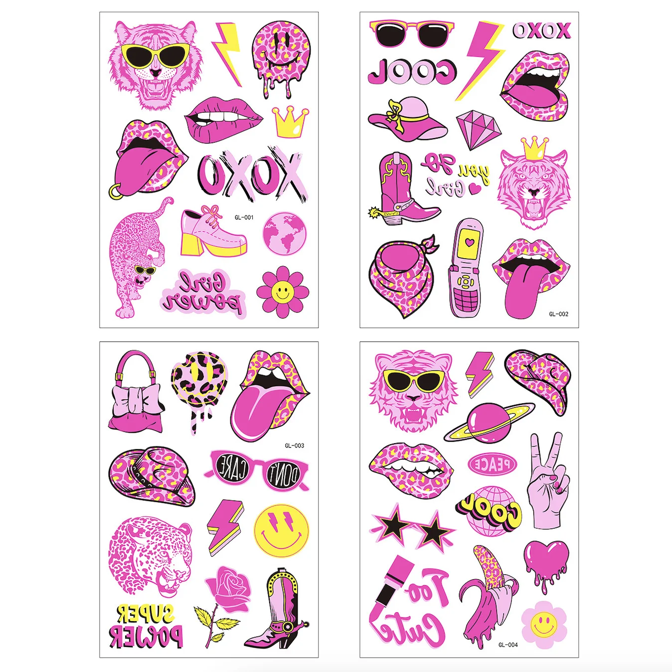 Startparty 4 Sheets Butterfly Neon Temporary Tattoos UV Neon Glow The In Dark Festival Decorations Fluorescence Tattoo Stickers