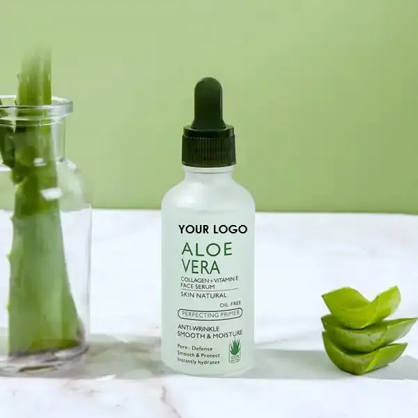 Private label skin care whitening hydrating brightening organic natural aloe vera face serum