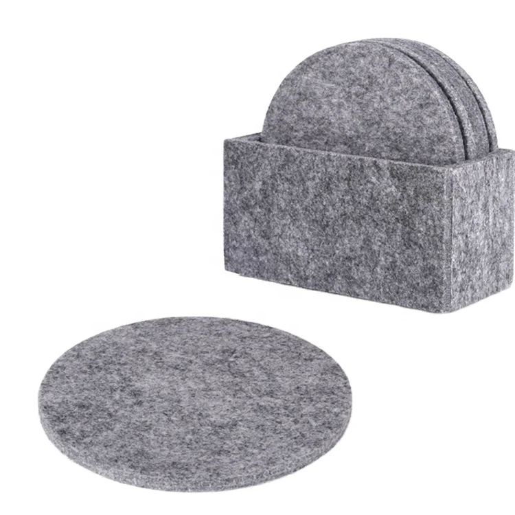 Wholesale cheap grey color felt round cup coaster