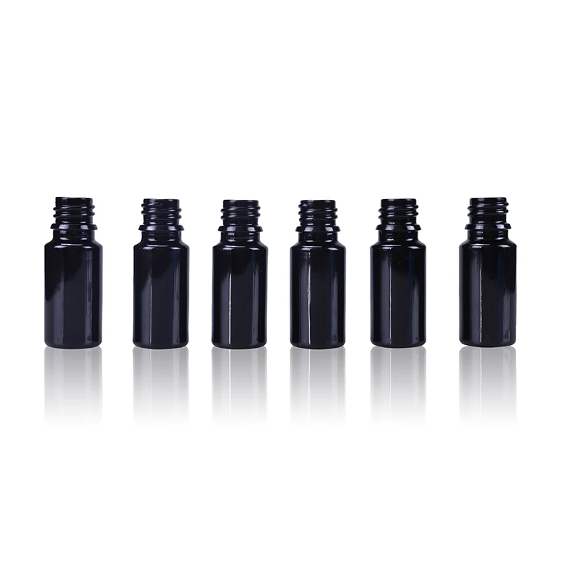 Cosmetic Packaging Matte Black Cosmetic 10ML Essential Oil Bottle With Plastic Screw Cap