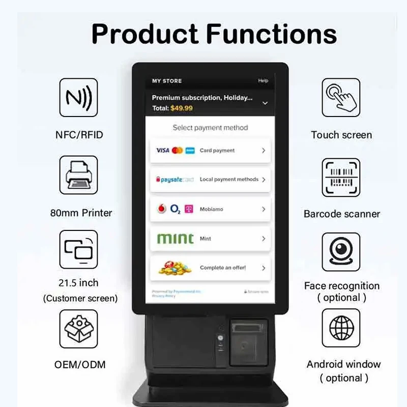 All In One Pc Touch Screen For Payment Kiosk Cash Register Machine Touch Screen Kiosk Financial Equipment