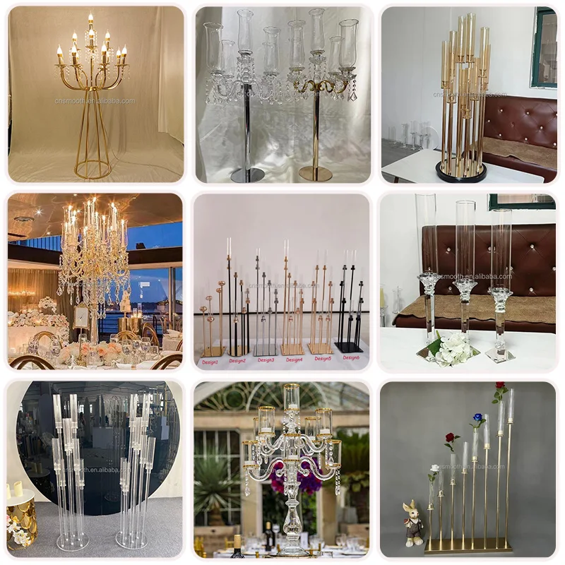 Wedding 40arms Gold Metal Crystal Chandelier Candlestick Wedding Hall Home Decorations Centerpiece Stand Candle Holder