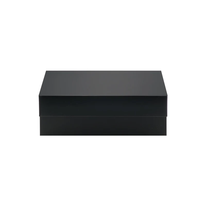 In stock low MOQ black color rigid flat magnetic folding gift box for gift pack