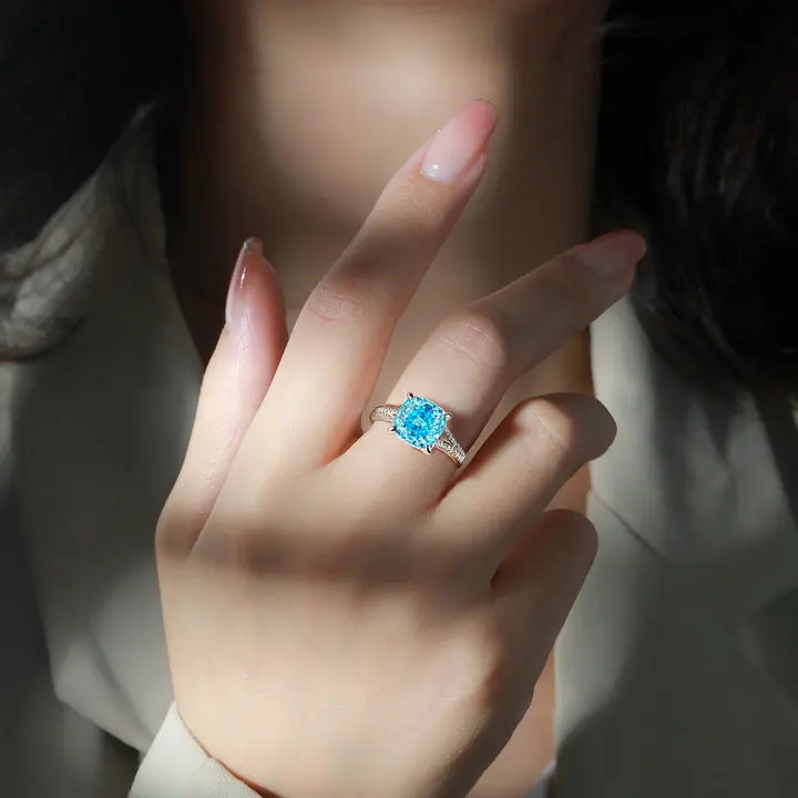 Custom Twisted Sterling Silver Fashion Rings Women Large Shiny CZ 925 Silver Rings for Women