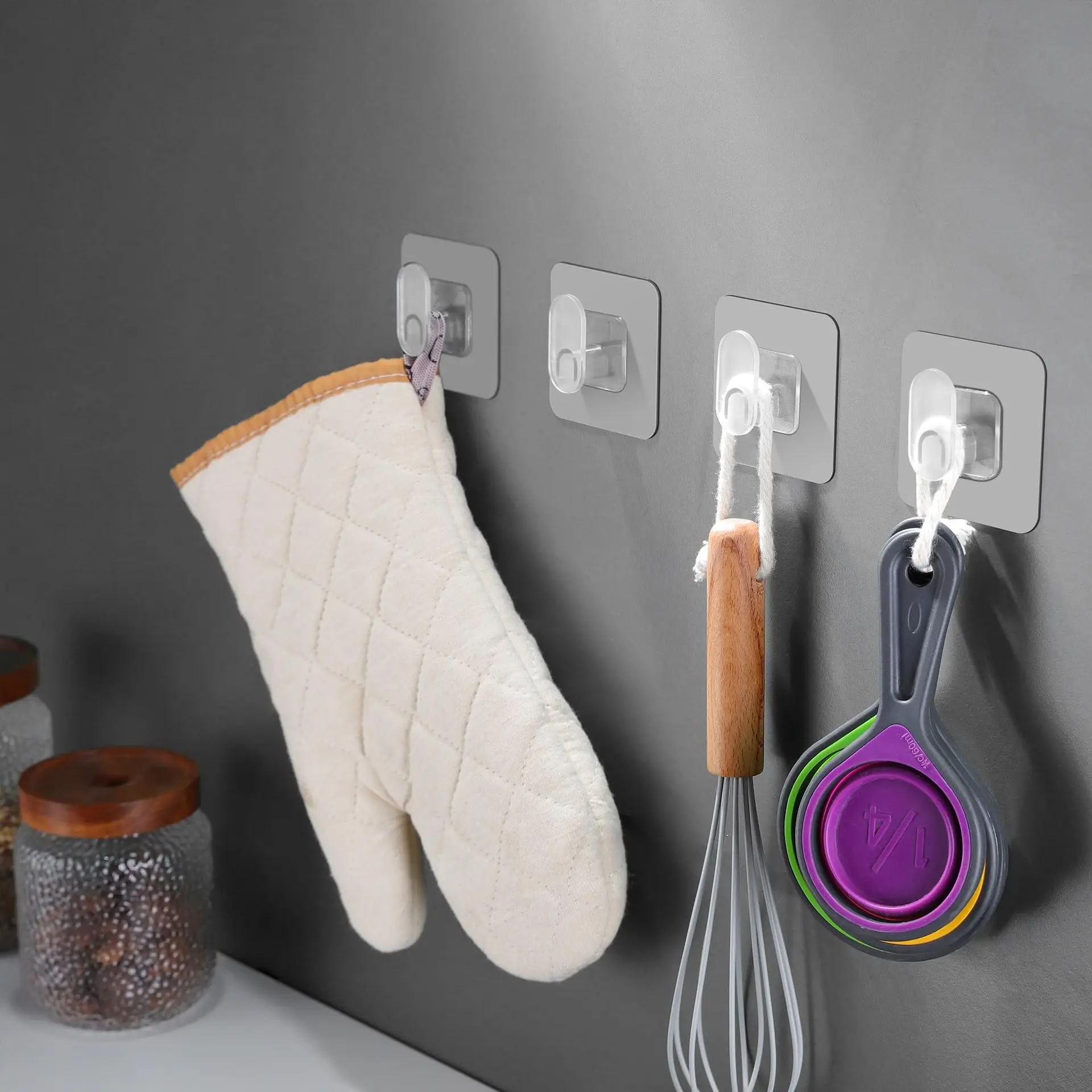 10 Packs Large Wall Hooks for Hanging Heavy Duty Waterproof Transparent Adhesive Wall Hooks