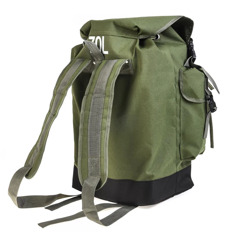 70L Large Fishing Storage Backpack Fishing Gear Bag Canvas Shoulder Bag for Outdoor Sport