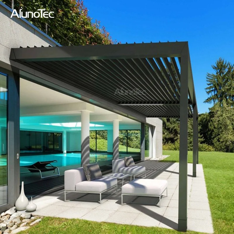 Electric Gazebo Outdoor Garden Waterproof Pergola Aluminum Slats For Backyard
