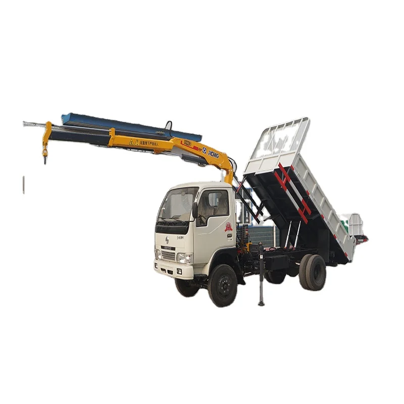 DONGFEGN 4x2 RHD Small 5T Dump Tipper Truck With Crane Mounted Manufacturer for Sale