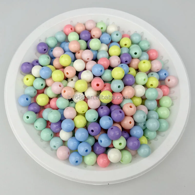 RTS fashion 6-20mm colorful round Acrylic Beads Plastic Bubblegum Beads for bag making Crafts loose Beads accessories