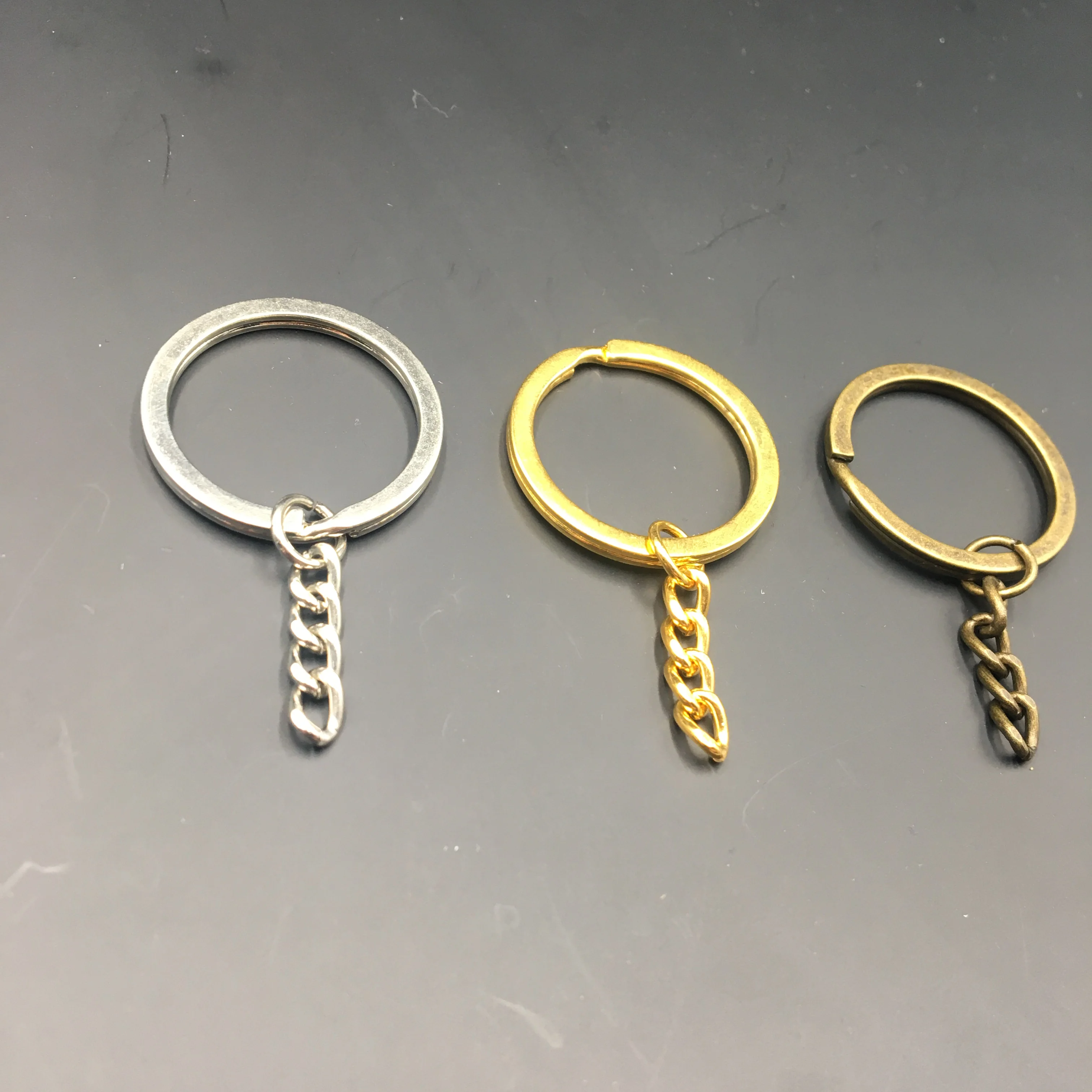 1.5*25 mm stainless steel iron round split rings keyring with chain