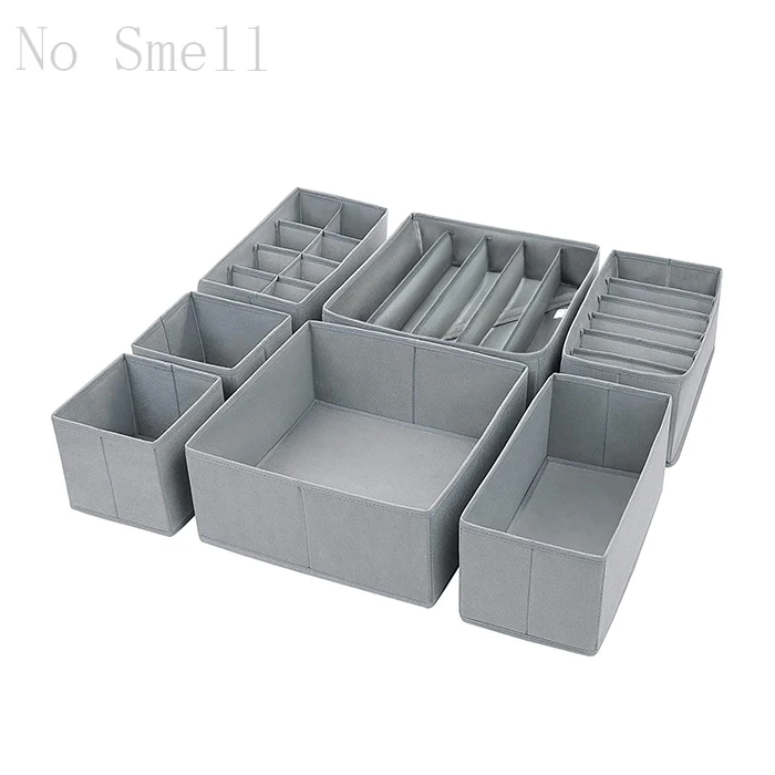 GuangZhou Foldable 7 Pcs Non Woven Fabric drawers Organizer socks Underwear Drawer Storage Box