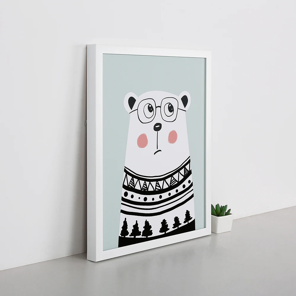 Wall framed pictures cute bear painting for baby room wall decor art