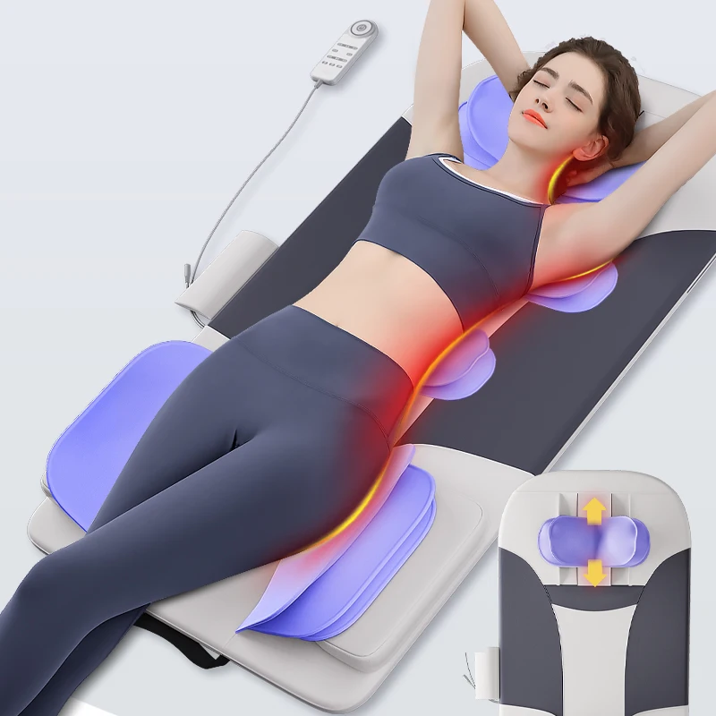 Electric Heating Back Stretching Mat Portable Yoga Flex Body Pain Relief Massage Mattress Bed for Neck, Waist & Hips