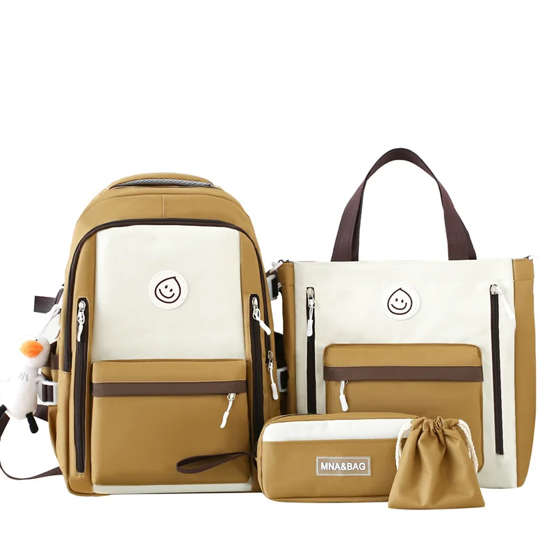 Middle School Backpack Instagram Style Backpack 2024 High School Girls Large Capacity Four Piece School Bag