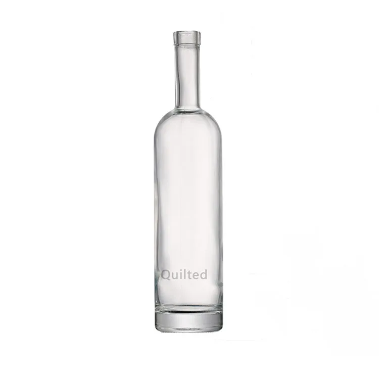 Empty Clear Round 200ml 375ml 500ml 750ml 1000ml Glass Liquor Wine Whisky Bottle Long Neck Empty Spirit Glass Bottle