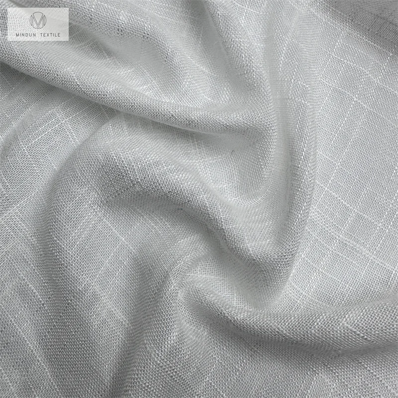 Mindun Hot Selling Linen Two-tone Chambray Style Colorful Cotton Soft Yarn Dyed Slub Linen Shirting Fabric