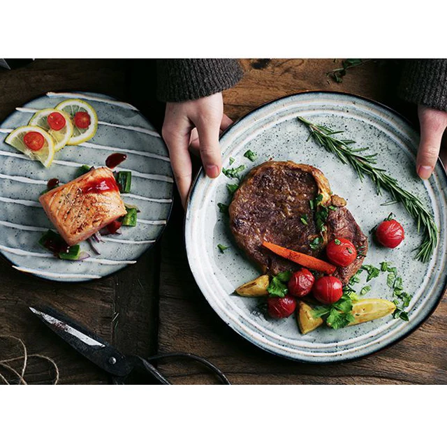 Restaurant Dinner Plates Modern Handmade Ceramic  Hot Selling Good Quality Classic Design Dinner Set Indigo 11.5 inch oval plate