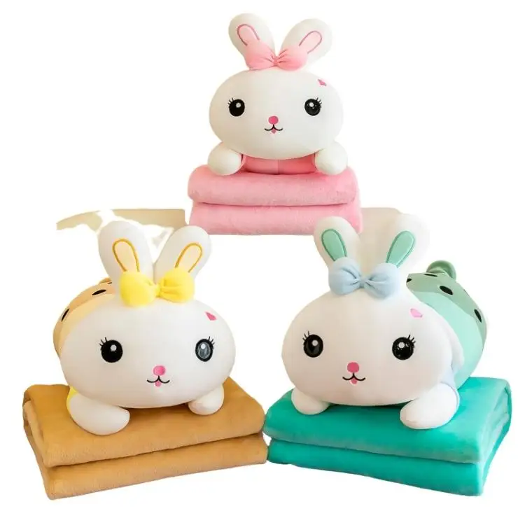 AIFEI TOY Cute Multi-functional dual-use rabbit pillow air-conditioning Blanket for office lunch break nap Plush toys doll