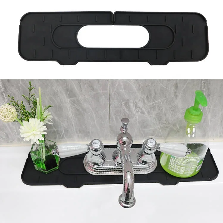 New Arrival Water Drip Catcher Tray Kitchen Sink Splash Guard Drain Pad Thick Silicone Faucet Mat