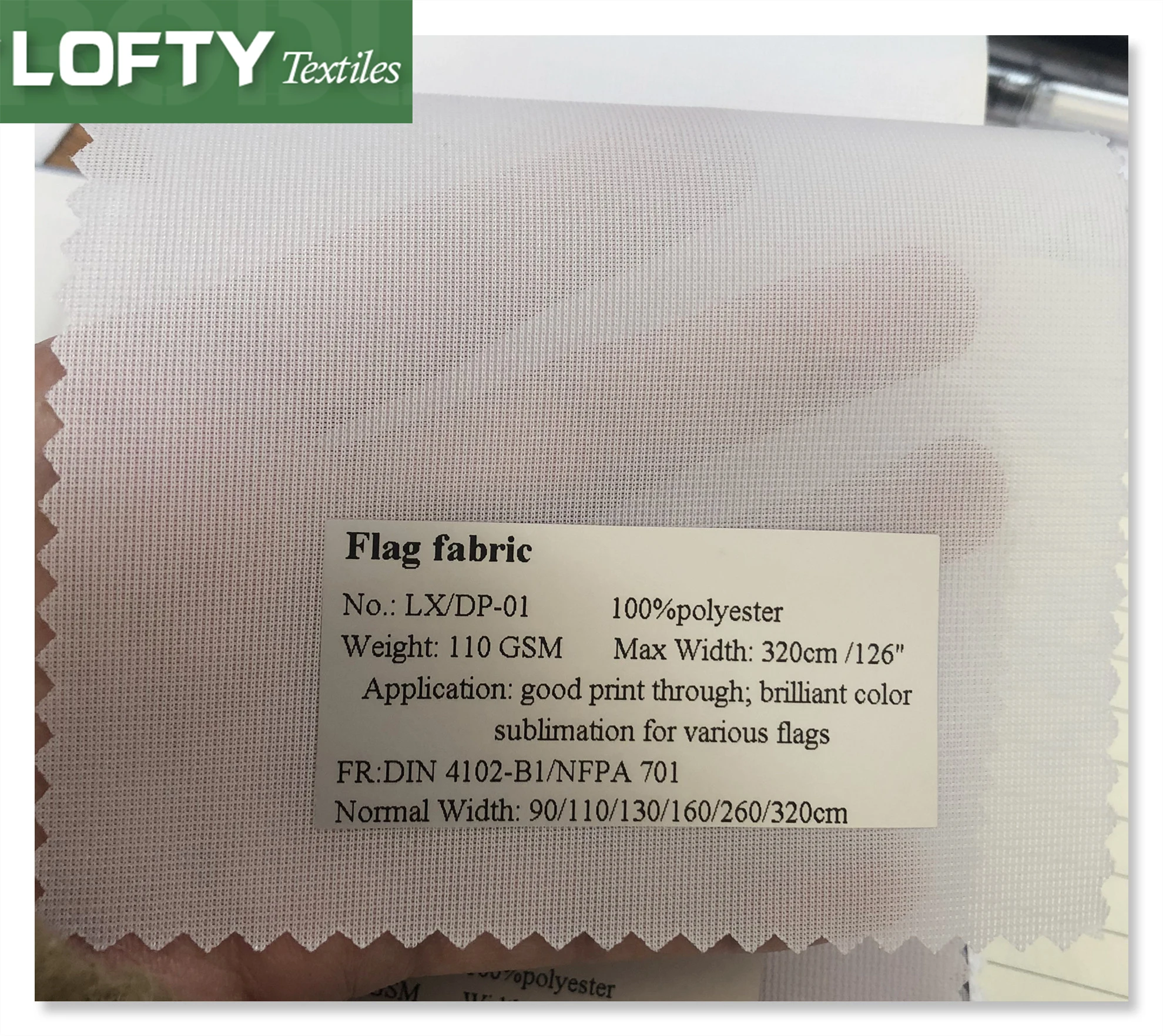 110gsm DIN4102 FR Поли трикотажный флаг ткань для сублимации краски уличные пляжные флаги