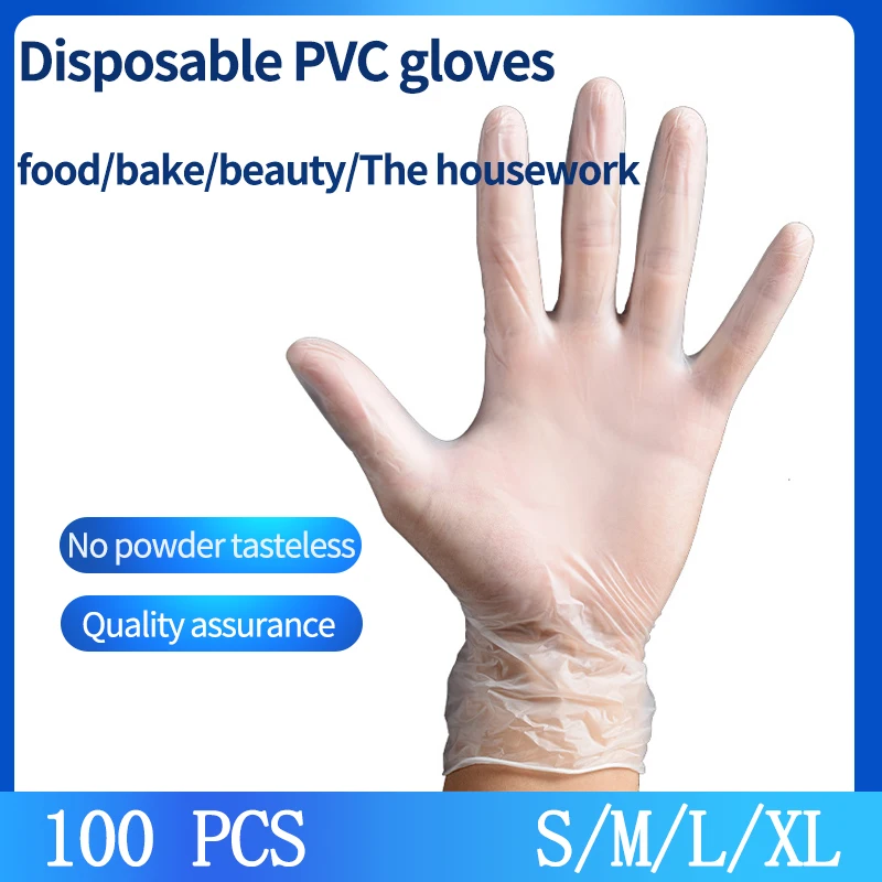 Food Grade Waterproof Transparent Powder Free Vinyl Gloves for Household Cleaning