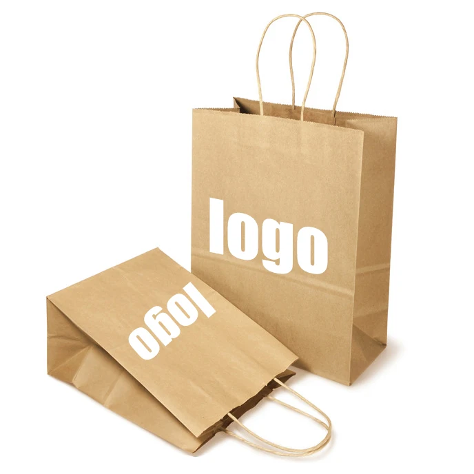 Custom Logo Eco Friendly Lunch Box Shopping Wedding Biodegradable Kraft Tote Paper Bags Ready To Ship