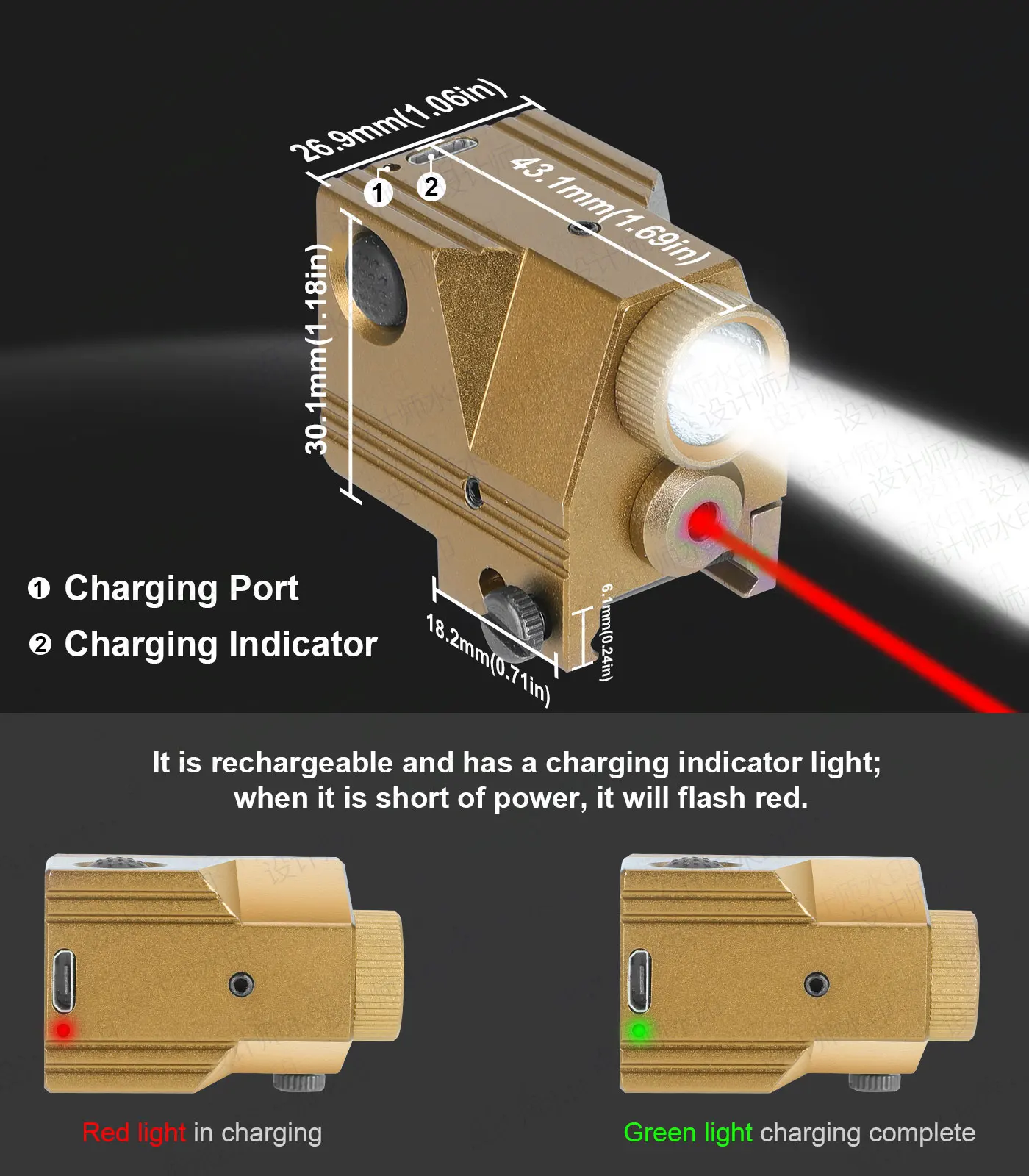 Compact Tactical Red Laser Sight Pistol Handgun Gun Rifle Optics with Picatinny Mount For Hunting