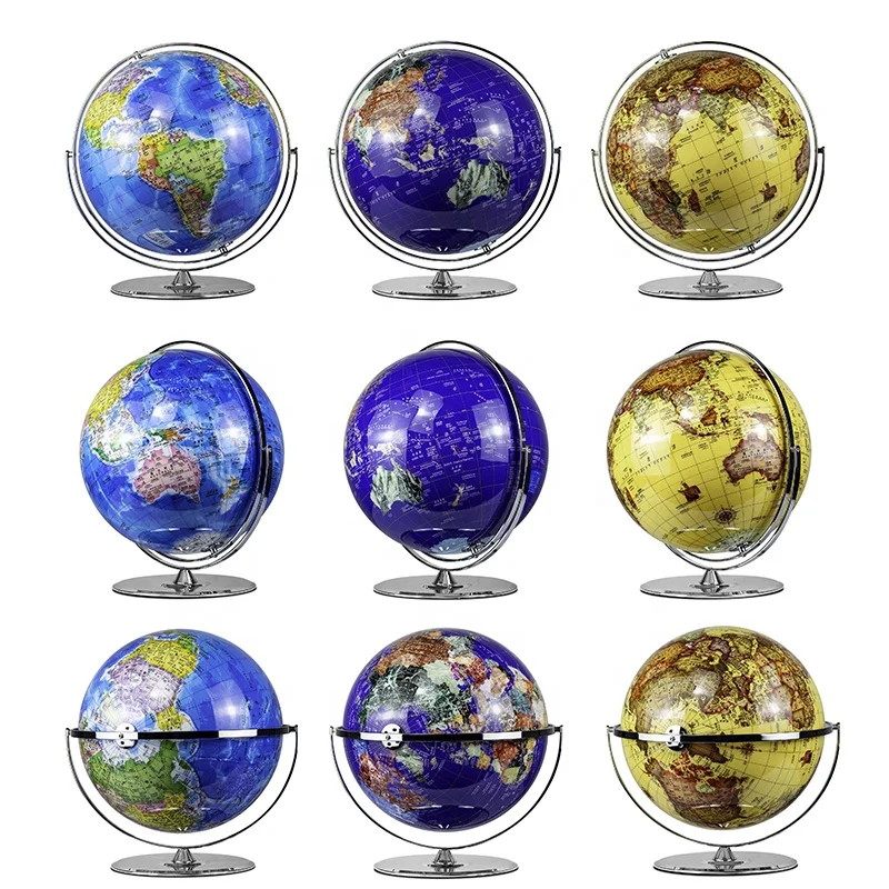 Seeball 50cm Retro Desktop universal bright chrome globe For  Popular Science Education Business Home Decoration Desktop Globe