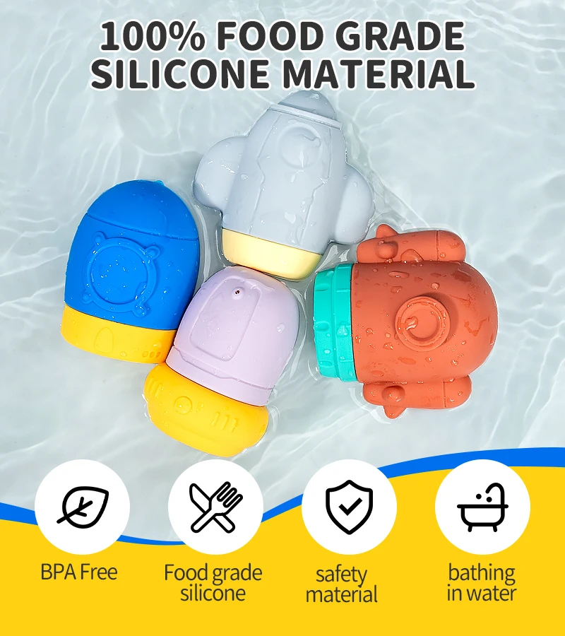 Лидер продаж силиконовые игрушки для детской ванны с логотипом на заказ легко чистить Детские Игрушки Новое поступление Товары детей