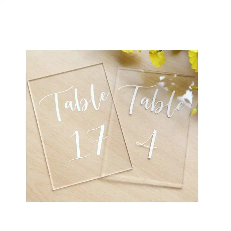 4x6 inch 1-20 Printed Calligraphy Sign Custom UV Printed Acrylic Wedding Table Number