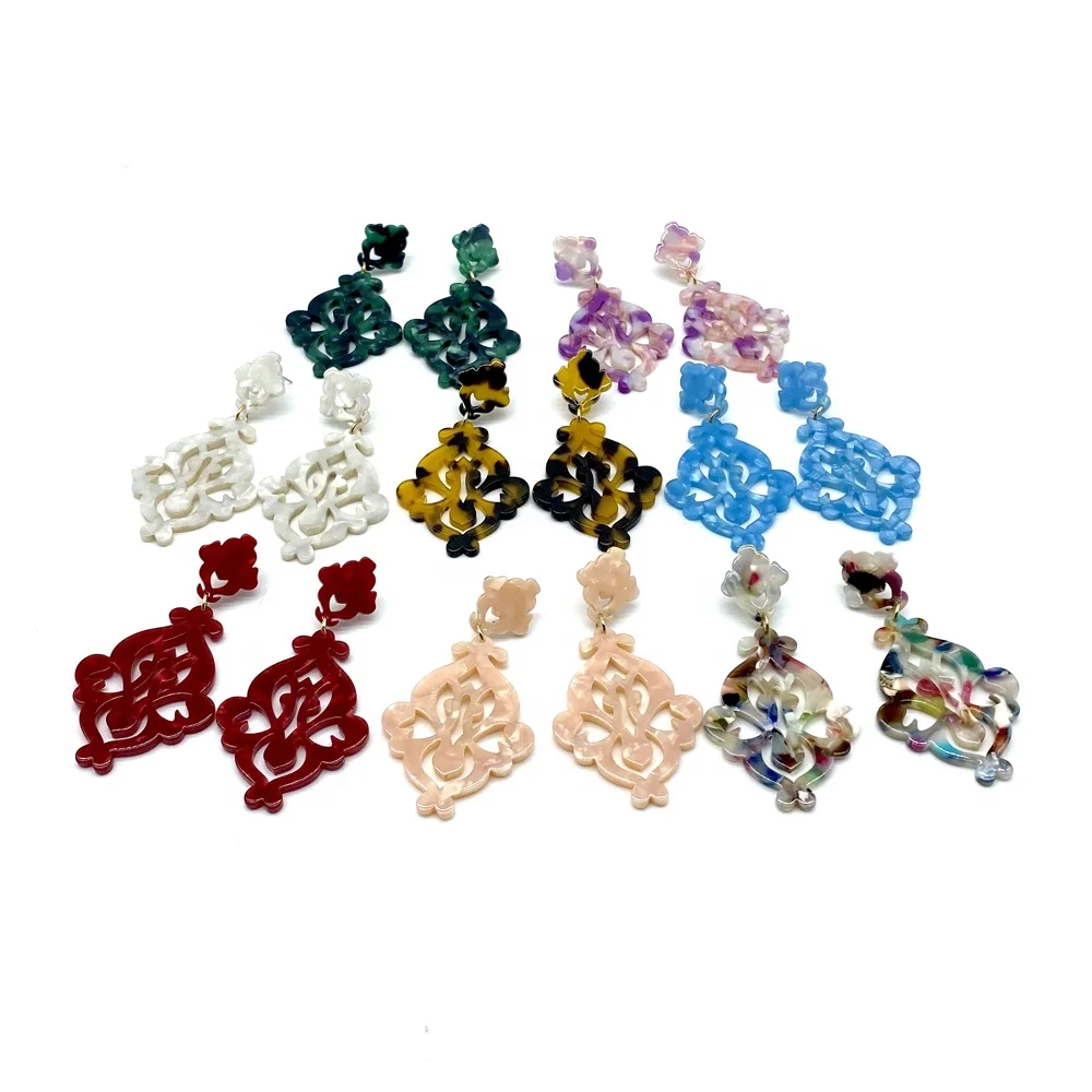 2022 Newest Tortoiseshell Stud Earrings With Classic Carved Styles For Women Girls Ladies