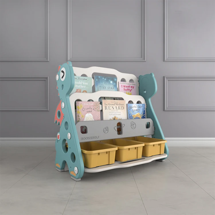 
Updated Cheap Price Kindergarten Plastic Children Kids Bookshelf with Toy Storage 