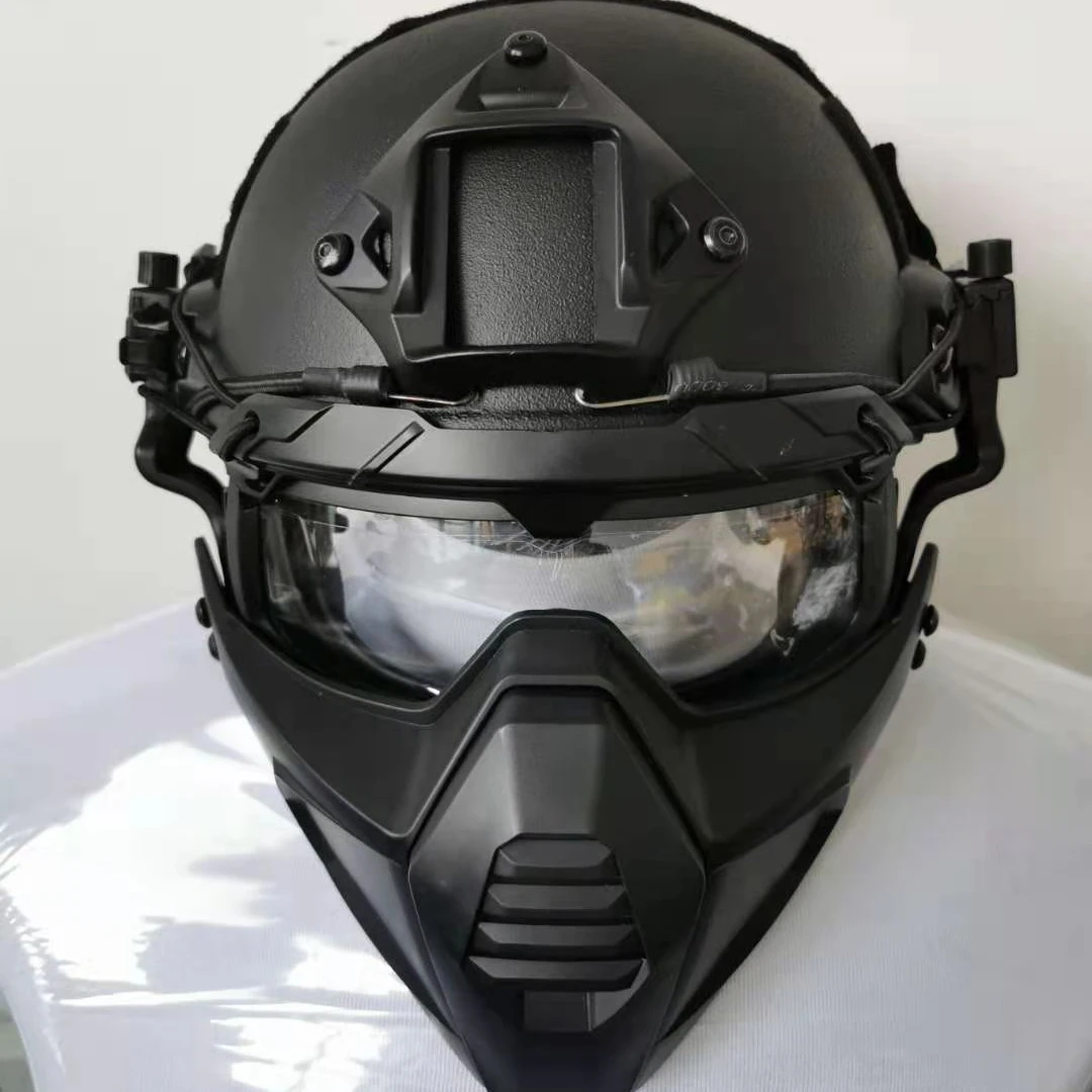 Тактический уличный шлем с линзами и маска на все лицо дышащий CS военный