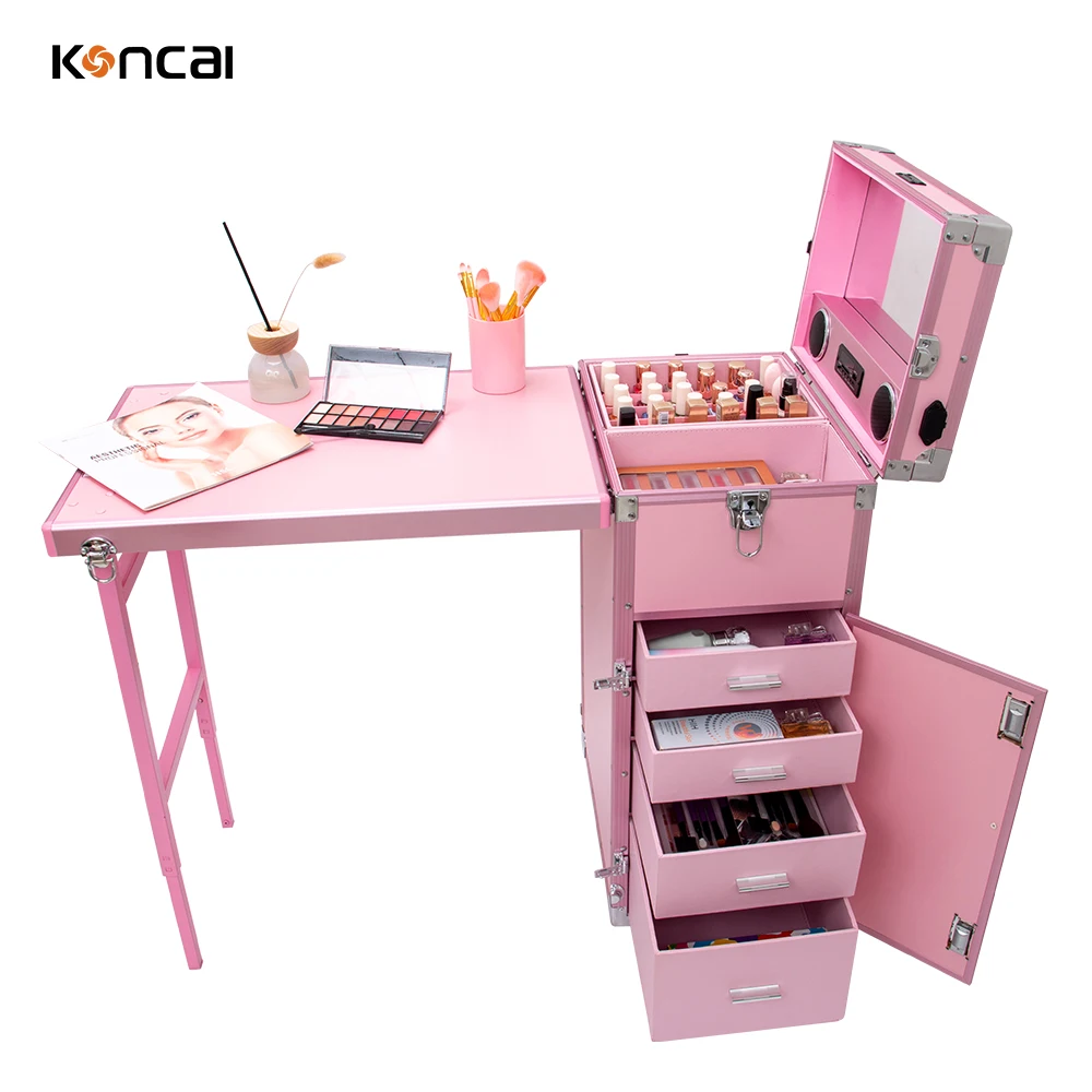 professional fashion makeup artist beauty trolley case travel storage cosmetic organizer nail table manicure table