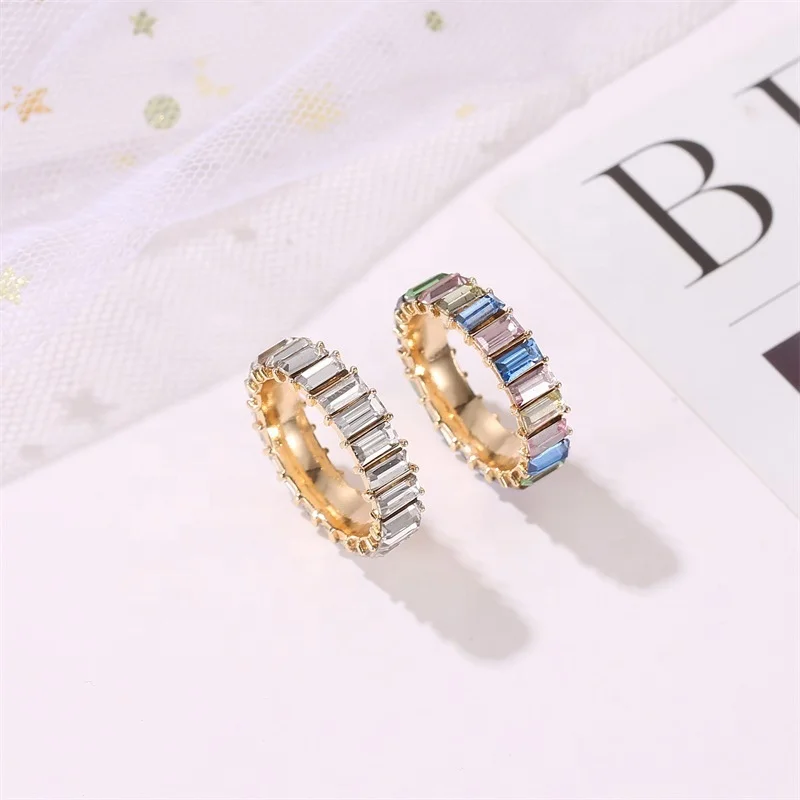 New fashion 925 sterling silver bling bling baguette diamond ring for women