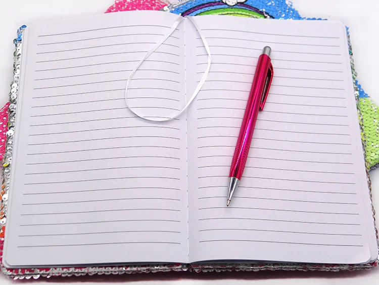 
Hot Sell Writing Student Diary Hardcover Notebook Journal Cartoon Sequin Notebook 
