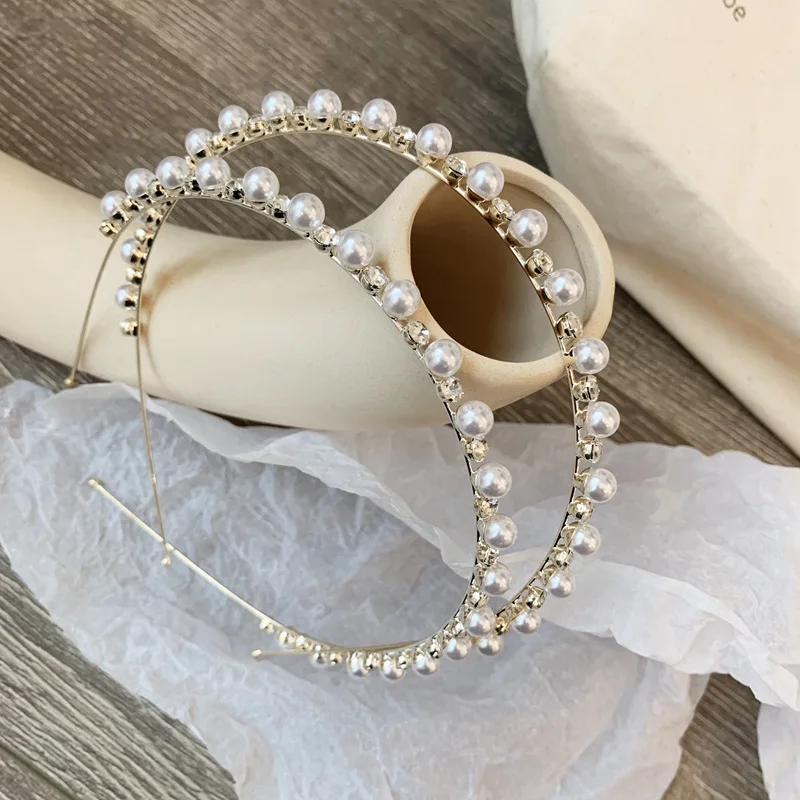 Dazzling Multilayer Pearl Rhinestone Simple Bridal Headband Hair Accessory Bridal Hair Flowers