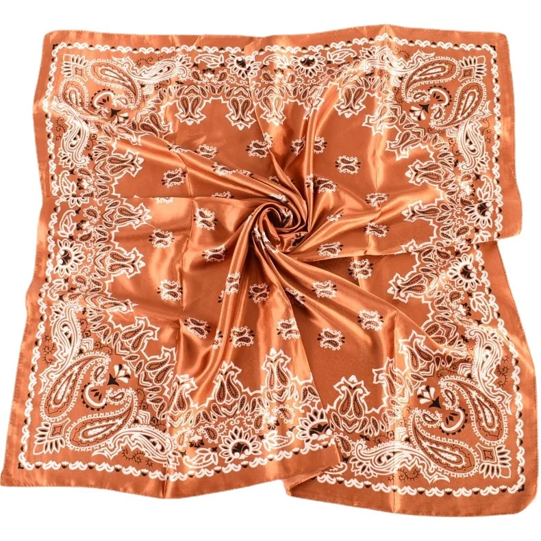 Women Large Silk Satin Paisley Head Scarves Bandana Style Shawl and Scarf 90*90cm Square Plain Shawls Head Scarfs for Ladies