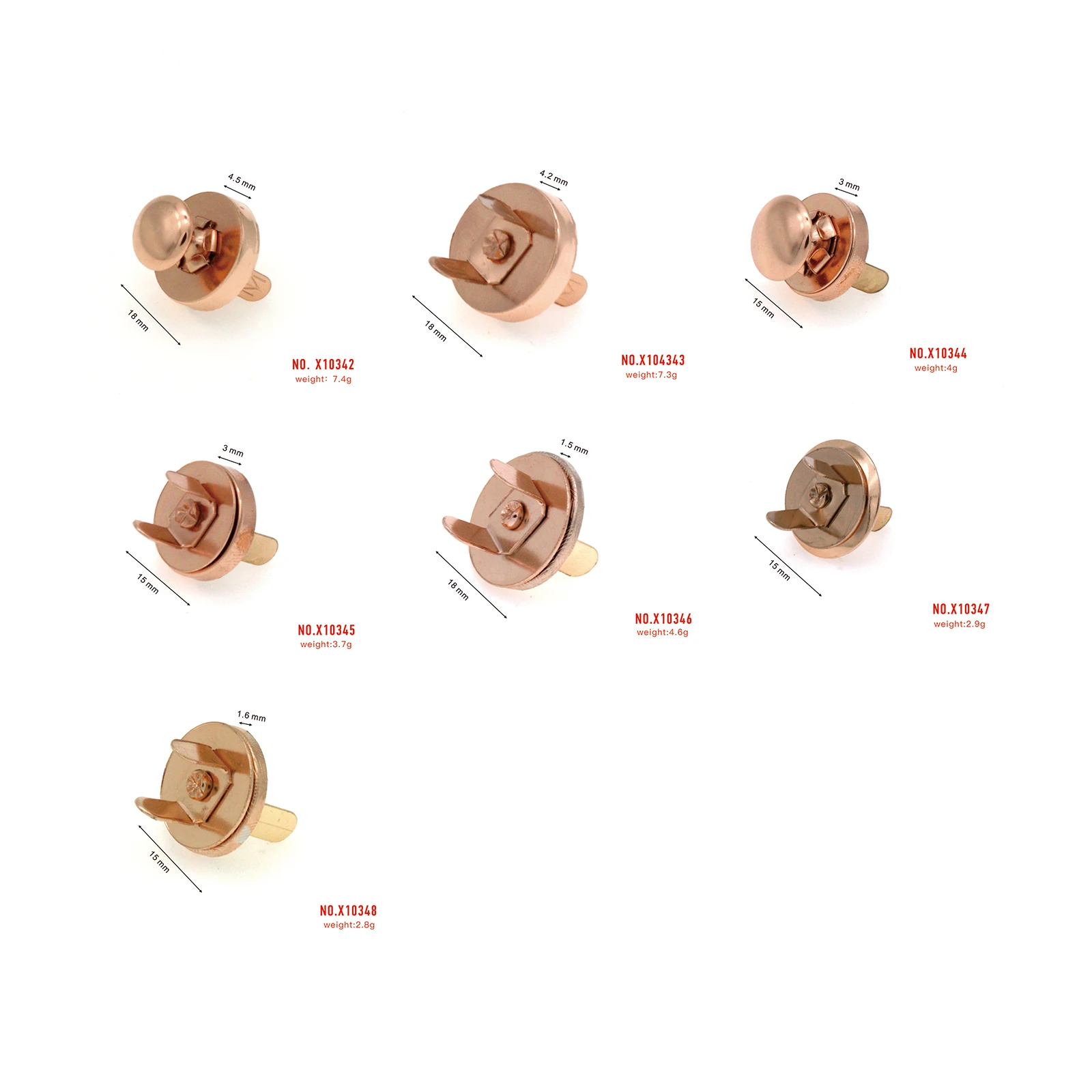 Fashion Smooth Polishing Buckle Mag Snap Metal Zinc Alloy Bag Hidden Magnetic Button Clasps Hardware Accessories D Ring