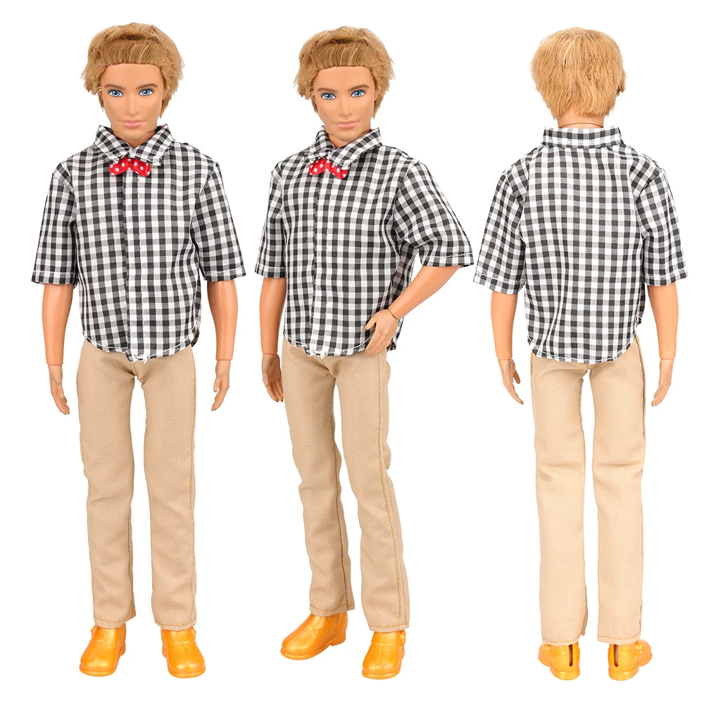 Fashion Handmade 7 Items/Lot Doll Accessories=5 Ken Clothes +2 Ken Shoes Kids Toys Outfit For Ken Dressing Game DIY Girl Present