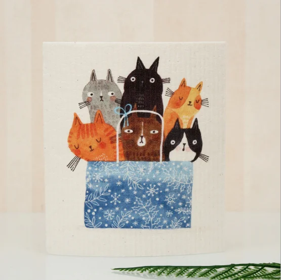 Factory Wholesale Price Kitchen Cloth Pattern Digital Printing Natural Premium Cellulose Sponge For House cleaning