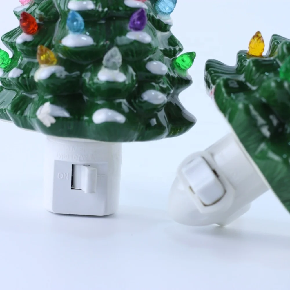 ETL Electric Christmas Tree Plug Ceramic Night Light Ngiht Lamp Lighting and Circuitry Design Indoor Room,living Room FJS17080