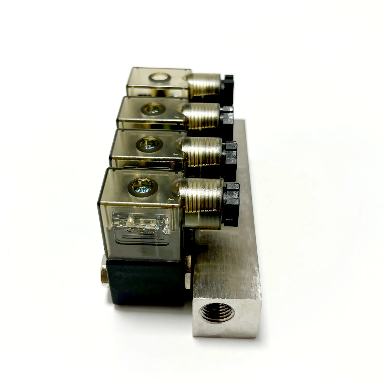Factory customization 4 valves block air water NPT1/4 AC220V AC24V AC110V DC24V DC12V 2 way manifold stainless steel valve